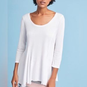 Anthropologie t.la White Kerchief Tee Tunic Asymmetrical Flowy Shirt